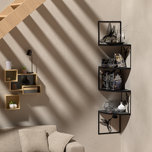 将图片加载到图库查看器,JIRTEMOT Metal Hummingbird Modern Floating Corner Shelves 4-Tier Wall Mounted Storage Corner Shelf, Black