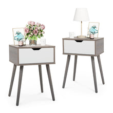Cargar imagen en el visor de la galería, JIRTEMOT Set of 2 Modern Wood Nightstand Storage Cabinet for Bedroom, Living Room, with 1 Drawer, Light Gray