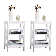 将图片加载到图库查看器,JIRTEMOT Set of 2 Wood Modern End Table 3-Tier Nightstand Side Table with Storage Shelf, White