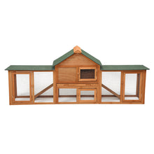 Cargar imagen en el visor de la galería, JIRTEMOT 83.9” x 33.6” 2-Tier Wood Rabbit Chicken Hutch with Run, Elevated Retreat, Ramp, Brown