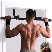 Cargar imagen en el visor de la galería, JIRTEMOT Portable Strength Training Pull up Bar Doorway Gym Bar with Wrist Band in Black