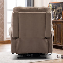 Cargar imagen en el visor de la galería, JAJUMUDO 33" Power Lift Sofa Recliner Chair with Heat and Massage, Velvet Cushion Top, Brown/Camel