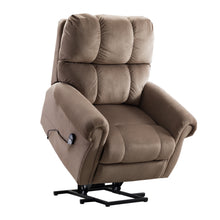 Cargar imagen en el visor de la galería, JAJUMUDO 33" Power Lift Sofa Recliner Chair with Heat and Massage, Velvet Cushion Top, Brown/Camel