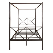 将图片加载到图库查看器,4-Post Metal Canopy Bed with Headboard and Footboard, Classic Vintage Full Size Metal Bed with Sturdy Bed Frame in Black