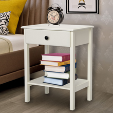 Cargar imagen en el visor de la galería, JIRTEMOT Set of 2 Square Wood End Table with 1 Drawer, 2-Tier Storage Shelf, Painted in White