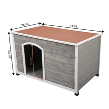 Cargar imagen en el visor de la galería, JIRTEMOT 44” Wooden Dog House with Hinges with Openable Asphalt Roof & Removable Floor, Gray