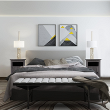 将图片加载到图库查看器,JIRTEMOT Wood Narrow Nightstand Set of 2, 3-Tier with Switchable Door, Finished in Gray