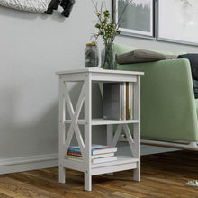 将图片加载到图库查看器,JIRTEMOT Set of 2 Wood Modern End Table 3-Tier Nightstand Side Table with Storage Shelf, White
