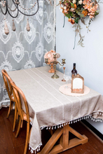 将图片加载到图库查看器,HILHORA Stripe Tassel Anti-Fading Tablecloth for Kitchen Dining Room Party Home Farmhouse(Coffee, Rectangle/Oblong, 55"x86", 6-8 Seats)