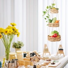 将图片加载到图库查看器,JIRTEMOT 3 Tier Fruit Hanging Basket Boho Kitchen Storage Vegetable Countertop Organizer, Hyacinth Seagrass