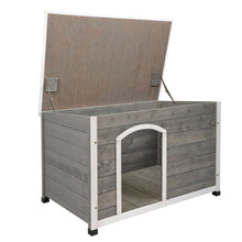 Cargar imagen en el visor de la galería, JIRTEMOT 44” Wooden Dog House with Hinges with Openable Asphalt Roof & Removable Floor, Gray
