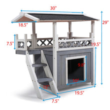 Cargar imagen en el visor de la galería, JIRTEMOT Wood Cat Dog House for Outdoor Use Weatherproof with Escape Door, Gray