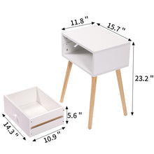 将图片加载到图库查看器,JIRTEMOT Set of 2 Modern Wood Nightstand for Bedroom, Living Room with One Drawer, Finished in White Painted
