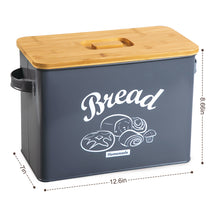 将图片加载到图库查看器,JIRTEMOT Farmhouse Metal Bread Box with Bamboo Lid for Kitchen Rustic in Gray