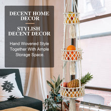 将图片加载到图库查看器,JIRTEMOT 3 Tier Cotton Macramé Hanging Fruit Basket for Kitchen Organizing in White