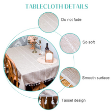 将图片加载到图库查看器,HILHORA Stripe Tassel Anti-Fading Tablecloth for Kitchen Dining Room Party Home Farmhouse(Coffee, Rectangle/Oblong, 55"x86", 6-8 Seats)
