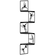 将图片加载到图库查看器,JIRTEMOT Metal Hummingbird Modern Floating Corner Shelves 4-Tier Wall Mounted Storage Corner Shelf, Black