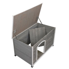 Cargar imagen en el visor de la galería, JIRTEMOT 44” Wooden Dog House with Hinges with Openable Asphalt Roof & Removable Floor, Gray
