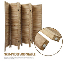 Cargar imagen en el visor de la galería, JIRTEMOT 6 Panel Wood Room Divider, 5.6FT Tall Freestanding Partition Wall Separator, Light Brown