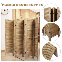 Cargar imagen en el visor de la galería, JIRTEMOT 6 Panel Wood Room Divider, 5.6FT Tall Freestanding Partition Wall Separator, Light Brown