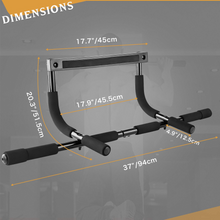 Cargar imagen en el visor de la galería, JIRTEMOT Portable Strength Training Pull up Bar Doorway Gym Bar with Wrist Band in Black