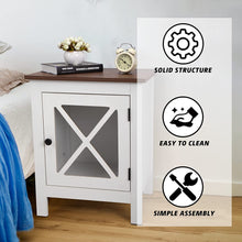 Cargar imagen en el visor de la galería, JIRTEMOT Set of 2 Wooden Nightstand with X-Design Glass Door, White
