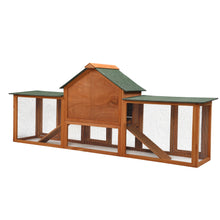 Cargar imagen en el visor de la galería, JIRTEMOT 83.9” x 33.6” 2-Tier Wood Rabbit Chicken Hutch with Run, Elevated Retreat, Ramp, Brown