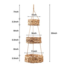 将图片加载到图库查看器,JIRTEMOT 3 Tier Fruit Hanging Basket Boho Kitchen Storage Vegetable Countertop Organizer, Hyacinth Seagrass