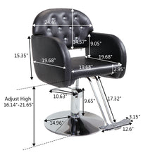 Cargar imagen en el visor de la galería, JIRTEMOT Hydraulic Salon Styling Chair Barber Chair, with Crystal Tufted Backrest, Black