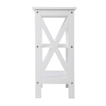 将图片加载到图库查看器,JIRTEMOT Set of 2 Wood Modern End Table 3-Tier Nightstand Side Table with Storage Shelf, White