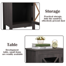 Cargar imagen en el visor de la galería, JIRTEMOT Set of 2 Wooden Nightstand with X-Design Glass Door, Dark Gray