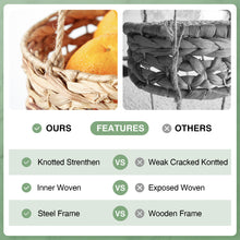 将图片加载到图库查看器,JIRTEMOT 3 Tier Fruit Hanging Basket Boho Kitchen Storage Vegetable Countertop Organizer, Hyacinth Seagrass