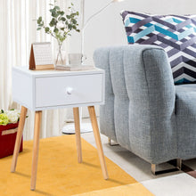 将图片加载到图库查看器,JIRTEMOT Set of 2 Modern Wood Nightstand for Bedroom, Living Room with One Drawer, Finished in White Painted