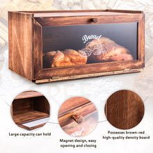Cargar imagen en el visor de la galería, JIRTEMOT Rustic Farmhouse Bamboo Bread Box with Clear Front Window, Brown