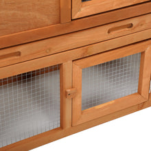 Cargar imagen en el visor de la galería, JIRTEMOT 83.9” x 33.6” 2-Tier Wood Rabbit Chicken Hutch with Run, Elevated Retreat, Ramp, Brown
