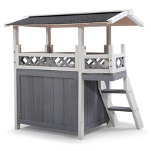 Cargar imagen en el visor de la galería, JIRTEMOT Wood Cat Dog House for Outdoor Use Weatherproof with Escape Door, Gray