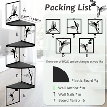 将图片加载到图库查看器,JIRTEMOT Metal Hummingbird Modern Floating Corner Shelves 4-Tier Wall Mounted Storage Corner Shelf, Black