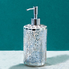 Cargar imagen en el visor de la galería, HILHORA Set of 4 Mosaic Glass Organizer - Includes Soap Dish & Tumbler Cup & Toothbrush Holder & Soap/Lotion Dispenser (Pink)