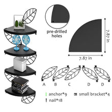 Cargar imagen en el visor de la galería, LOAOL Modern Iron Corner Shelves Wall Mounted 4-Tier Shelves, Black