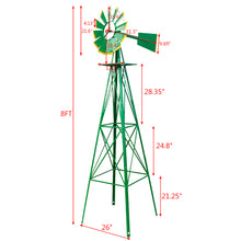 Cargar imagen en el visor de la galería, JIRTEMOT 8ft Garden Windmill Heavy Duty Metal Weather Vane for Backyard (Green)