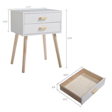 将图片加载到图库查看器,JIRTEMOT Set of 2 Modern Wood Nightstand Storage Cabinet for Bedroom, with 2 Drawers, White