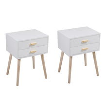 将图片加载到图库查看器,JIRTEMOT Set of 2 Modern Wood Nightstand Storage Cabinet for Bedroom, with 2 Drawers, White