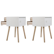 将图片加载到图库查看器,JIRTEMOT Set of 2 Modern Wood Nightstand Storage Cabinet for Bedroom, with 2 Drawers, White