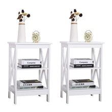 Cargar imagen en el visor de la galería, JIRTEMOT Set of 2 Wood Modern End Table 3-Tier Nightstand Side Table with Storage Shelf, White
