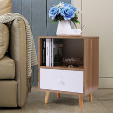 将图片加载到图库查看器，JIRTEMOT 1 PCS Modern Wood Nightstands with 1 Drawer and 1 Open Shelf for Bedroom and Living Room, Brown
