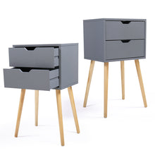 Cargar imagen en el visor de la galería, JIRTEMOT Set of 2 Modern Wood Nightstand Storage Cabinet For Bedroom, Living room, with 2 Drawers, Dark Gray
