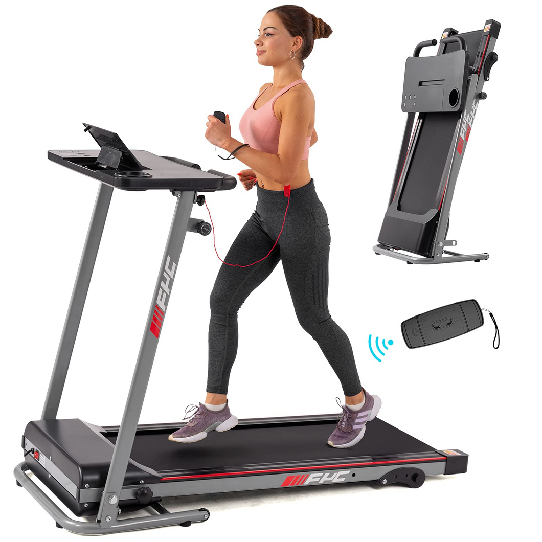 JIRTEMOT 2.5HP Treadmill, With Bluetooth Remote Control and LED Display Desk, W/3 Incline, Maximum Weight 265lbs