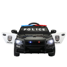 Cargar imagen en el visor de la galería, JIRTEMOT 12V Electric Ride on Police Car With Remote Control, MP3, Horn, USB, Car Keys, Black
