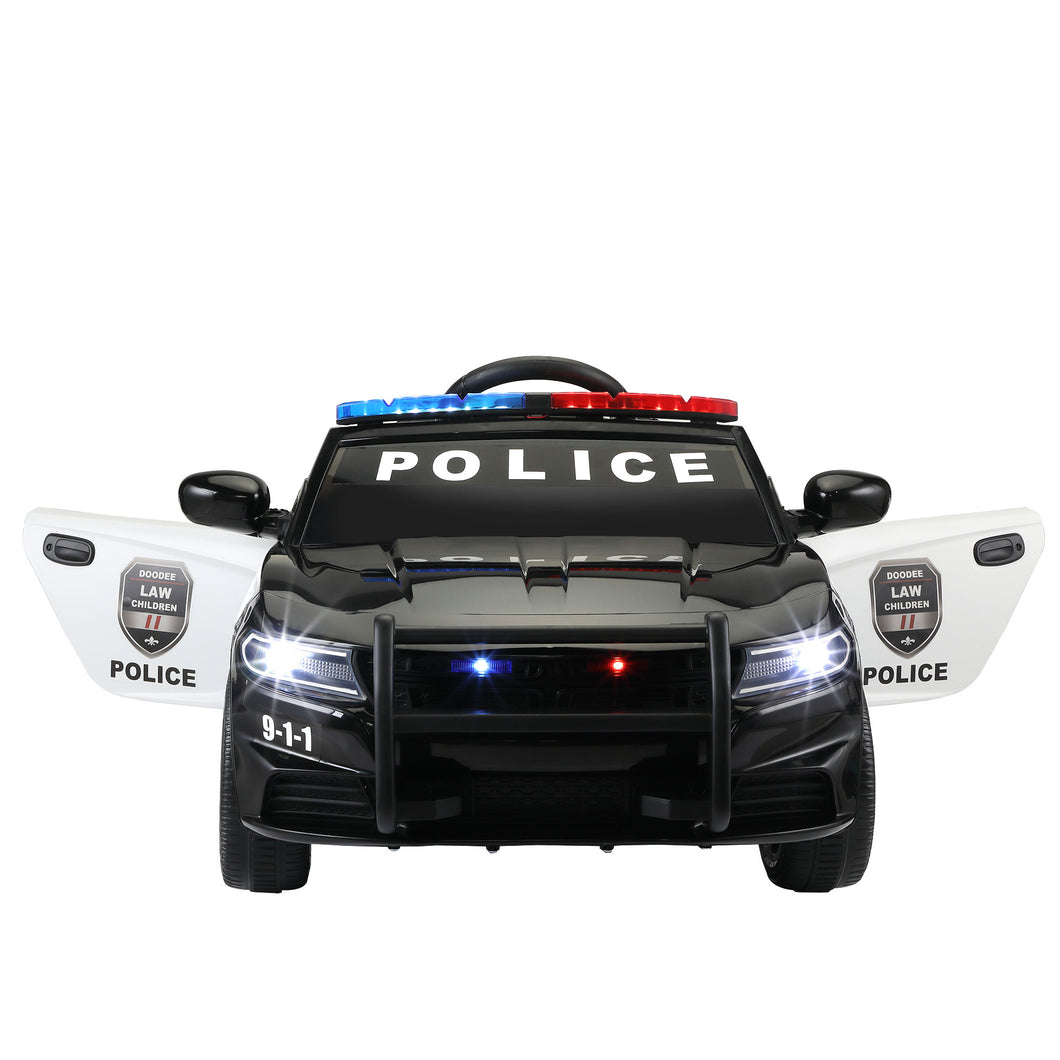 JIRTEMOT 12V Electric Ride on Police Car With Remote Control, MP3, Horn, USB, Car Keys, Black