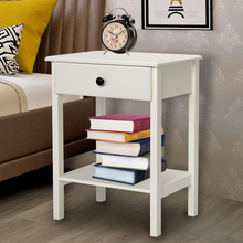 Cargar imagen en el visor de la galería, JIRTEMOT Set of 2 Square Wood End Table with 1 Drawer, 2-Tier Storage Shelf, Painted in White
